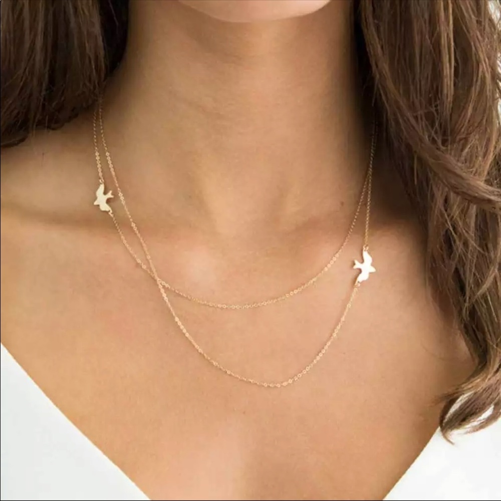 Two little birds chain necklace